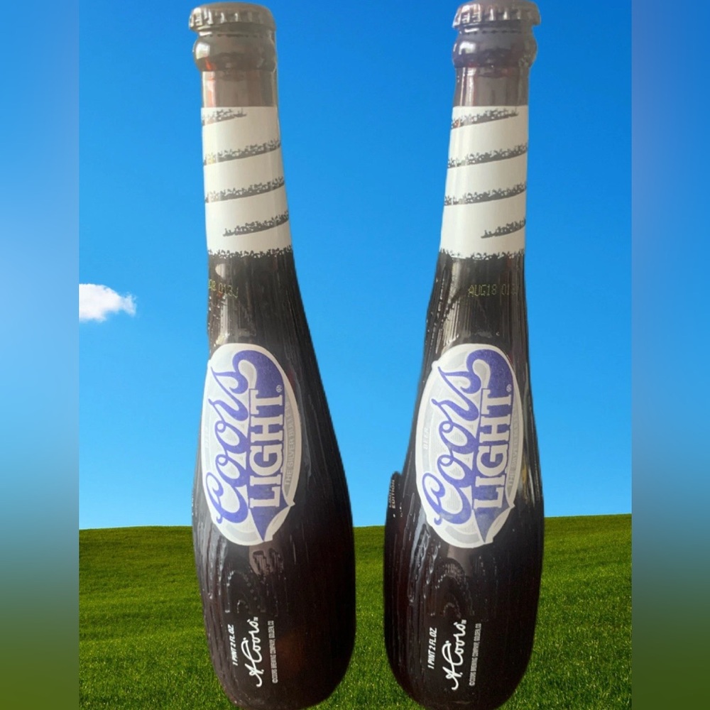 Vintage Coors Light Limited Edition Baseball Bat Bottle With Cap Empty Lot of 2